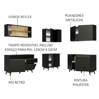 Foto 4 | Cocina Integral de Esquinero Madesa Reims Negro con Vidrios Reflex