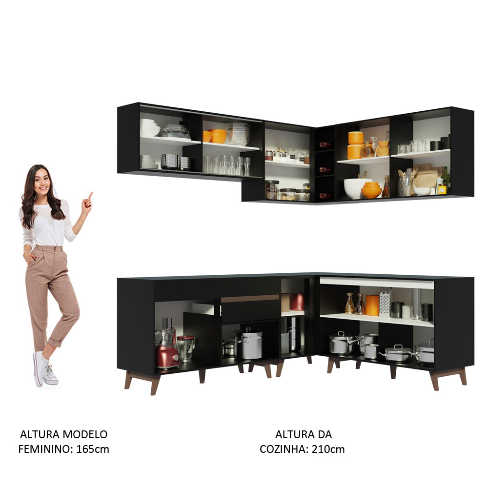 Foto 5 | Cocina Integral de Esquinero Madesa Reims Negro con Vidrios Reflex