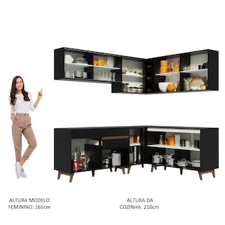 Foto 5 | Cocina Integral de Esquinero Madesa Reims Negro con Vidrios Reflex