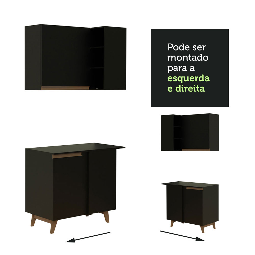 Foto 9 pulgar | Cocina Integral de Esquinero Madesa Reims Negro con Vidrios Reflex