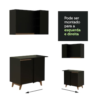 Foto 8 | Cocina Integral de Esquinero Madesa Reims Negro con Vidrios Reflex