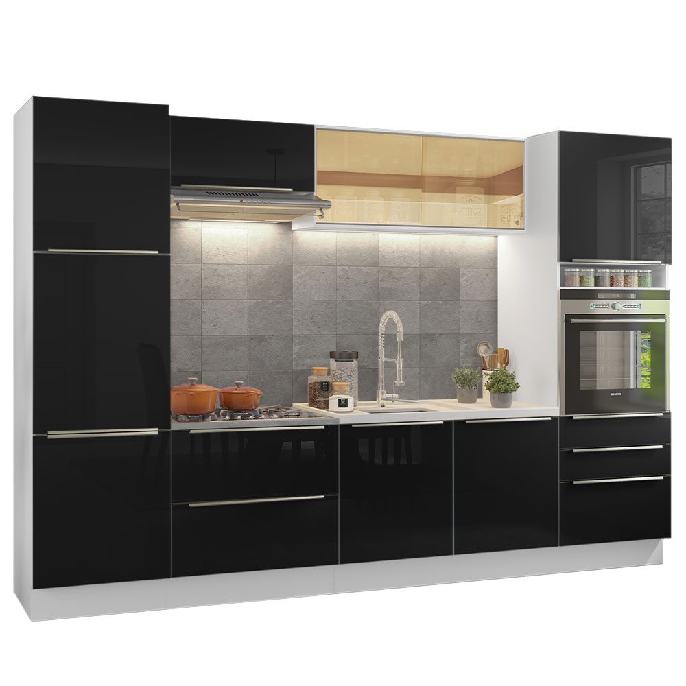 Foto 1 | Cocina Integral Madesa Lux Blanco/Negro 320 cm Completa