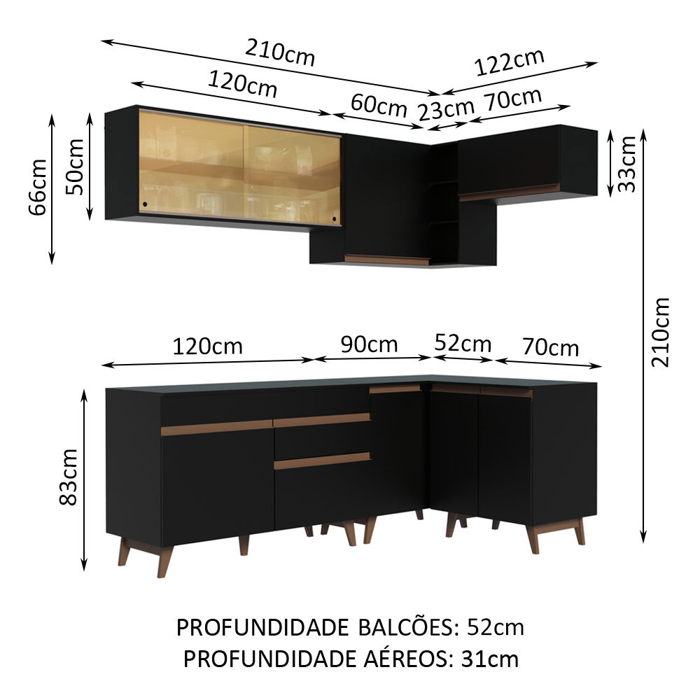 Foto 3 | Cocina Integral de Esquinero Madesa Reims Negro 332cm