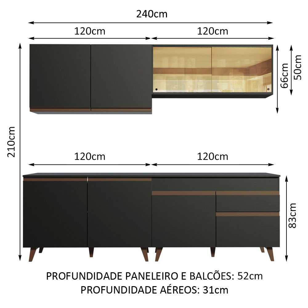 Foto 4 pulgar | Cocina Integral Madesa Reims 240 cm  con Encimera 01