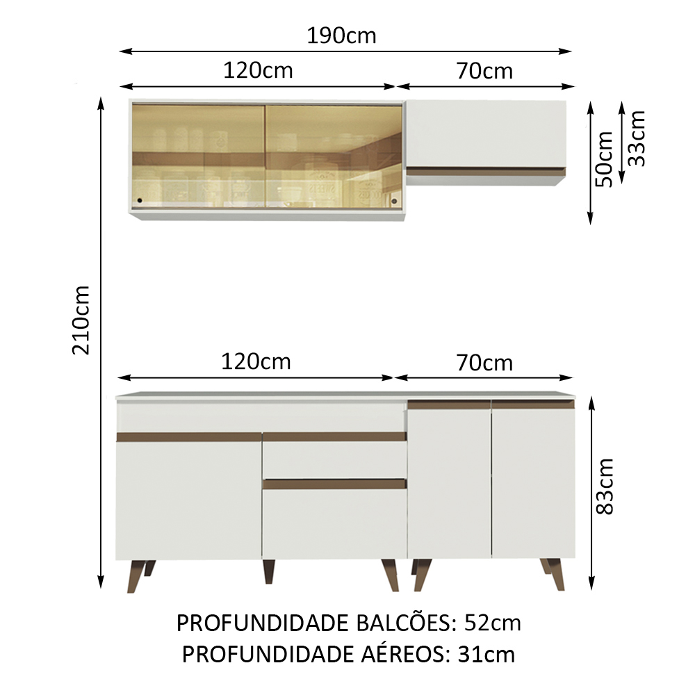 Foto 4 pulgar | Gabinete De Cocina Integral Compacta Madesa  Reims  190 Cm