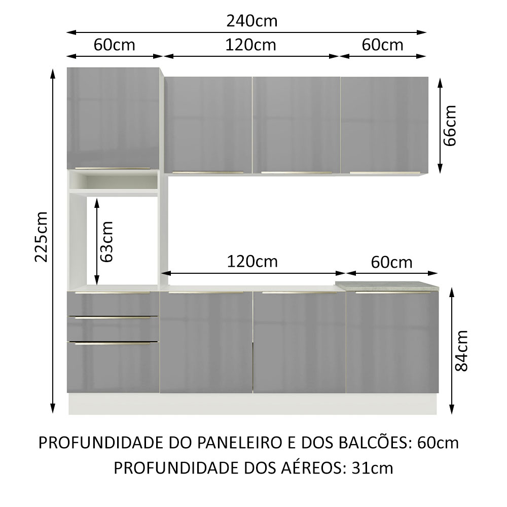 Foto 4 pulgar | Gabinete De Cocina Integral Completa Madesa Lux  240 cm