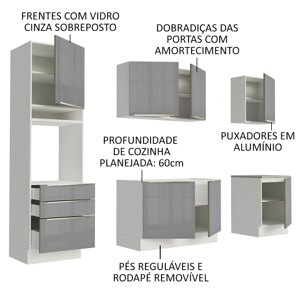 Foto 5 pulgar | Gabinete De Cocina Integral Completa Madesa Lux  240 cm