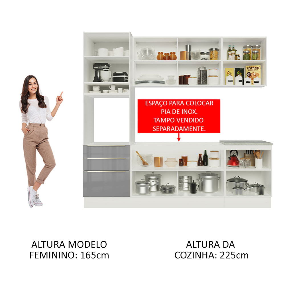 Foto 6 pulgar | Gabinete De Cocina Integral Completa Madesa Lux  240 cm