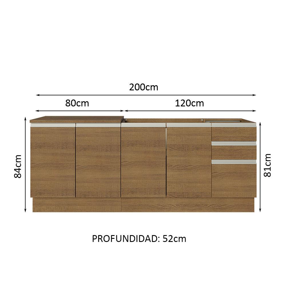 Foto 4 pulgar | Mueble de Cocina 200cm con Tarja Glamy Marrón