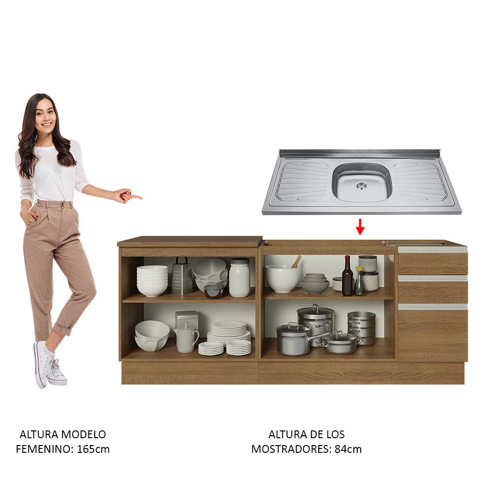 Foto 5 | Mueble de Cocina 200cm con Tarja Glamy Marrón