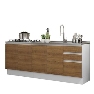Foto 1 | Mueble de Cocina 200cm Con Tarja Glamy Blanco/marrón