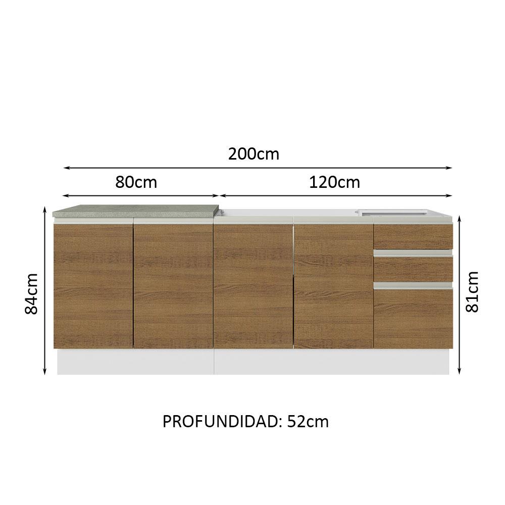 Foto 4 pulgar | Mueble de Cocina 200cm Con Tarja Glamy Blanco/marrón