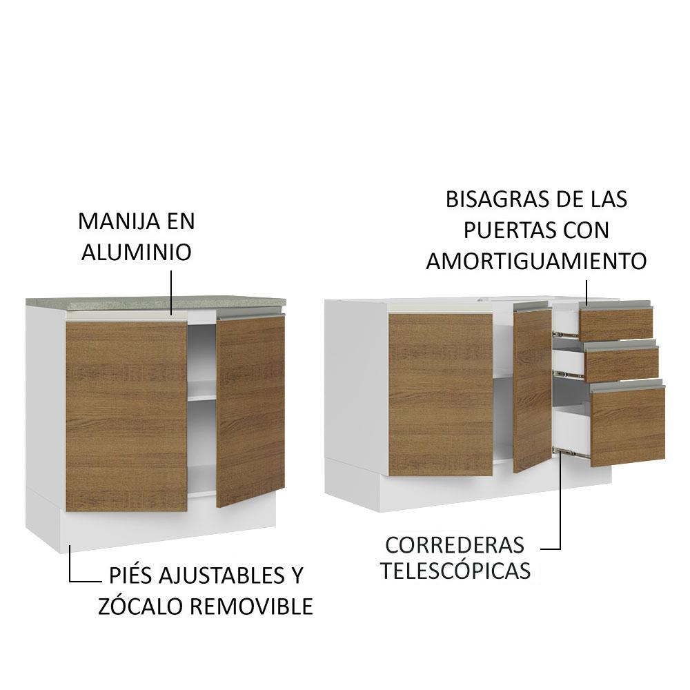 Foto 5 pulgar | Mueble de Cocina 200cm Con Tarja Glamy Blanco/marrón