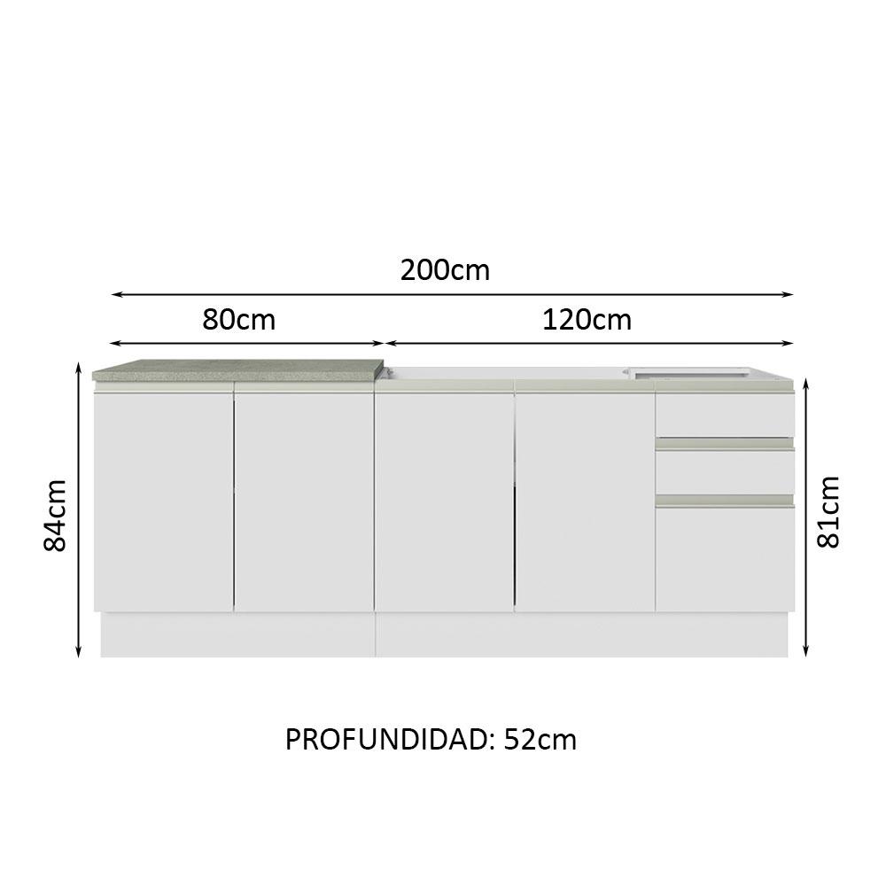 Foto 3 | Mueble de Cocina 200cm con Tarja Glamy Blanco