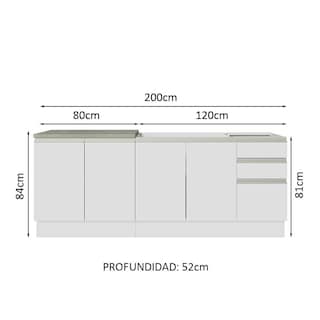 Foto 3 | Mueble de Cocina 200cm con Tarja Glamy Blanco