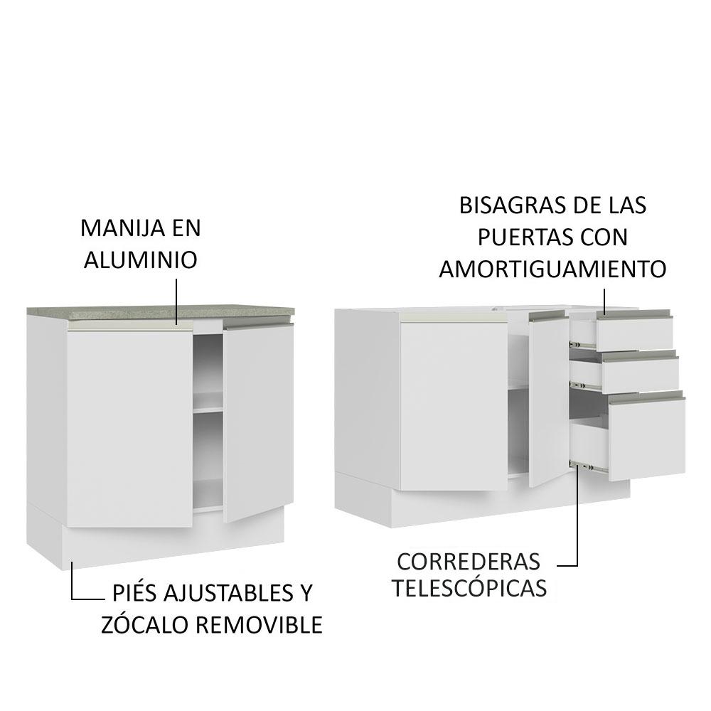 Foto 5 pulgar | Mueble de Cocina 200cm con Tarja Glamy Blanco