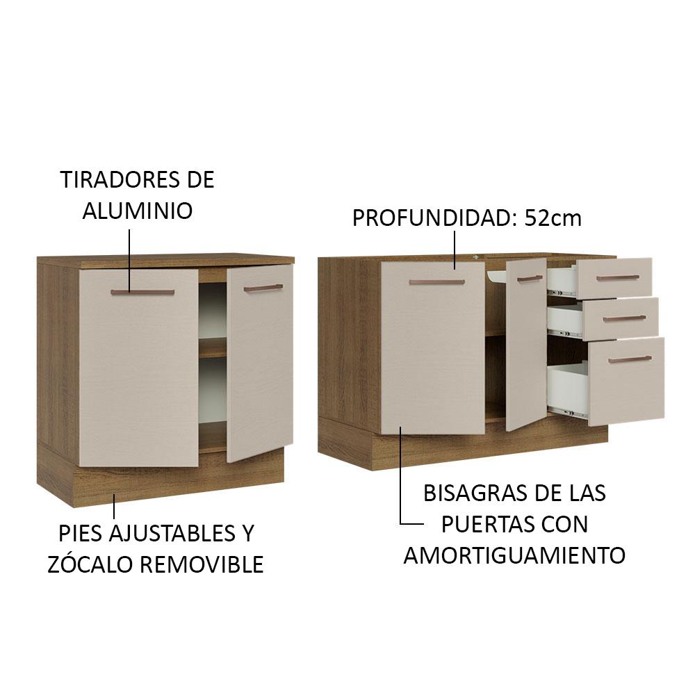 Foto 5 pulgar | Mueble de Cocina 200 cm Con Tarja Ágata Marrón/Crema