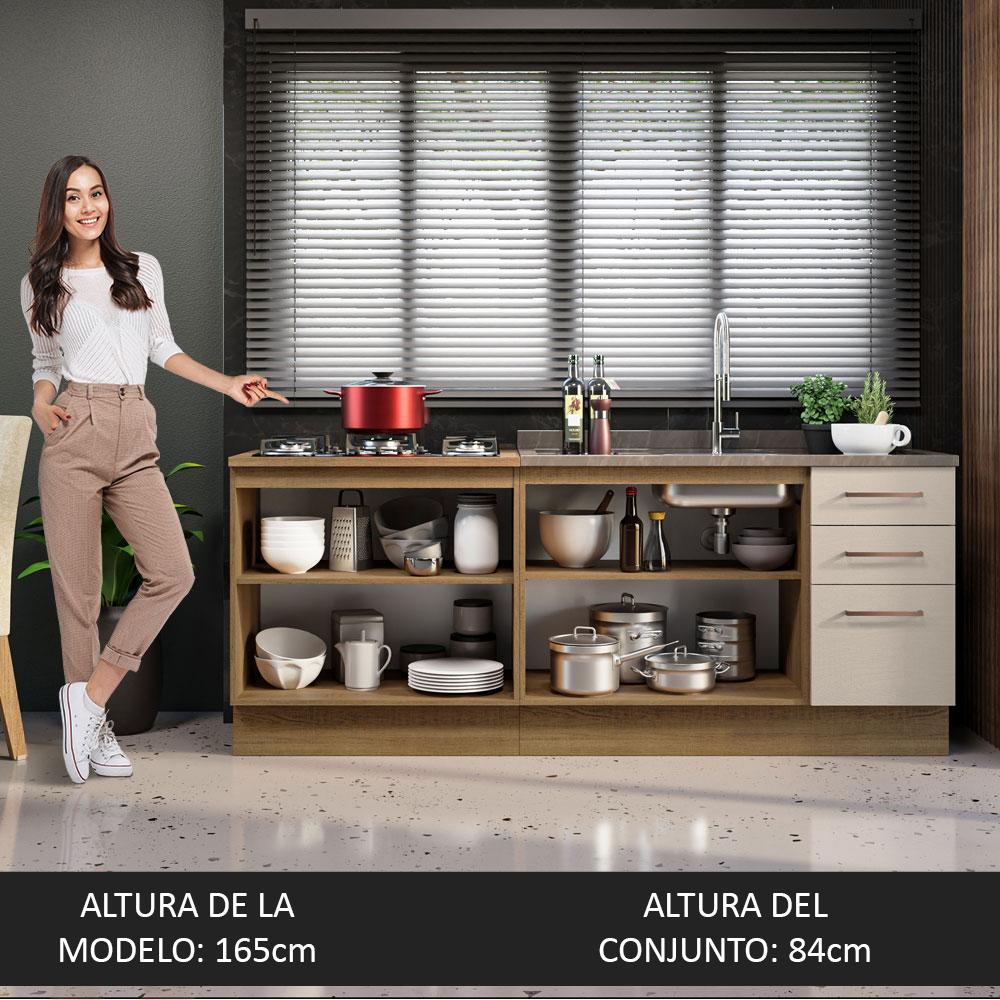 Foto 5 | Mueble de Cocina 200 cm Con Tarja Ágata Marrón/Crema