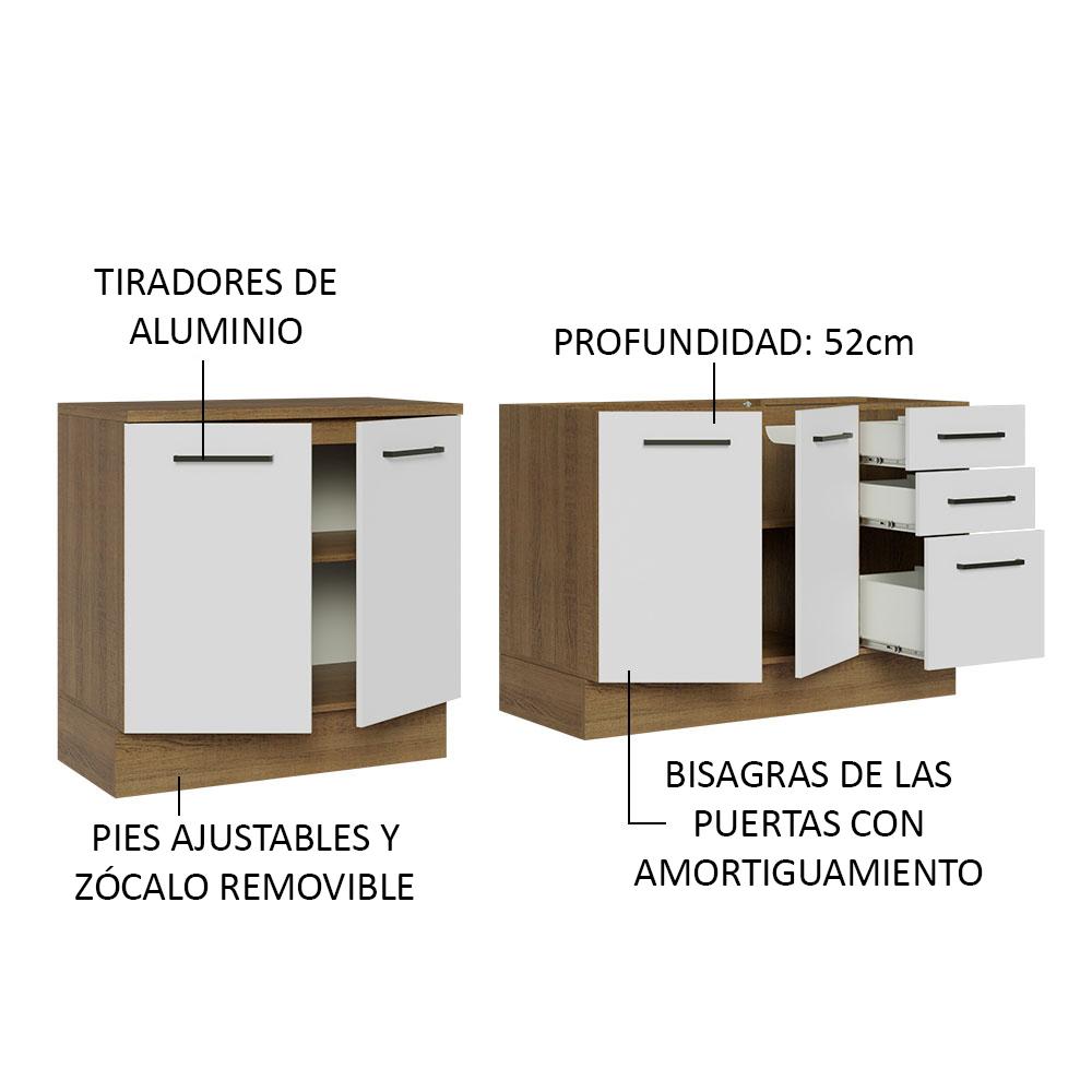 Foto 5 pulgar | Mueble de Cocina Madesa 200 cm con Tarja Agata Marrón y Blanco