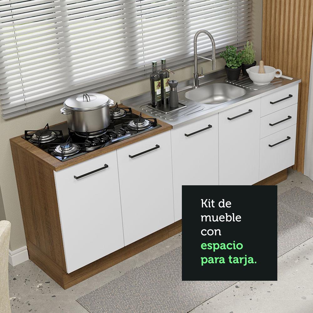 Foto 7 pulgar | Mueble de Cocina Madesa 200 cm con Tarja Agata Marrón y Blanco