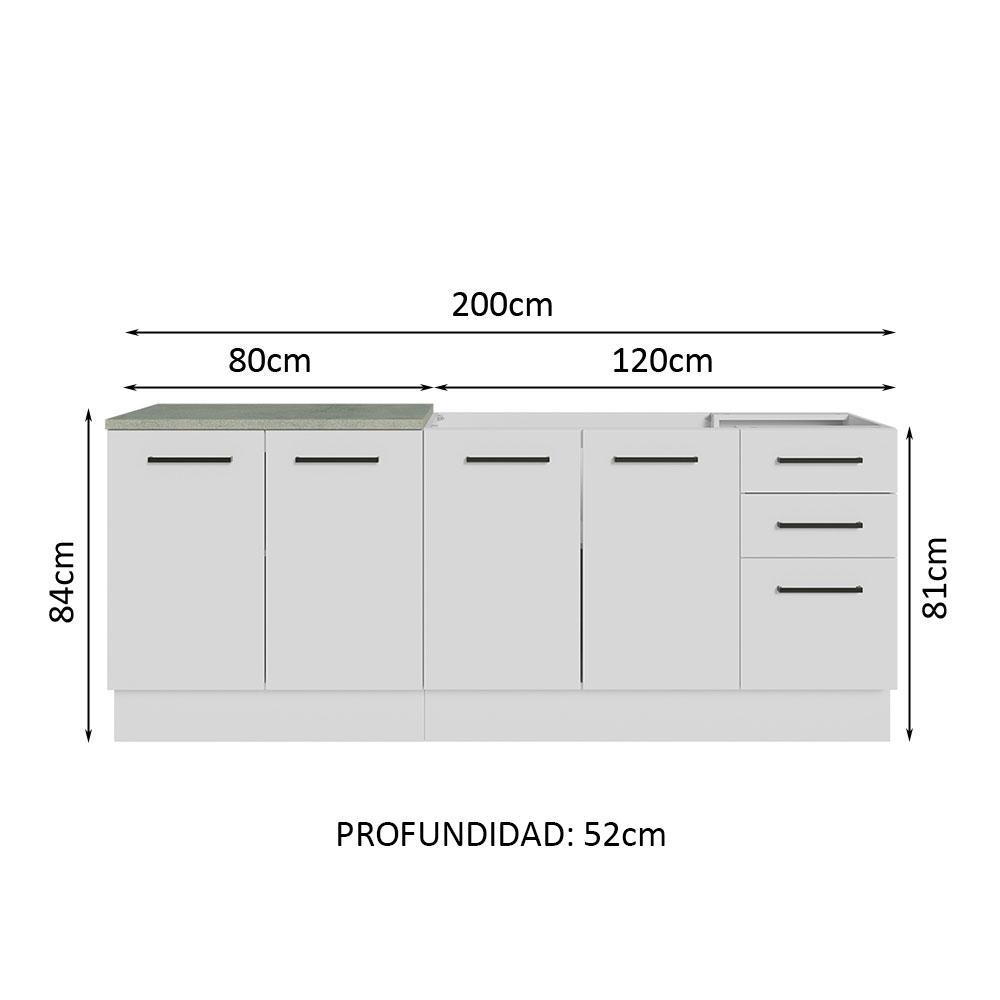 Foto 4 pulgar | Mueble de Cocina Agata Blanco con Tarja de Acero Inoxidable 200cm