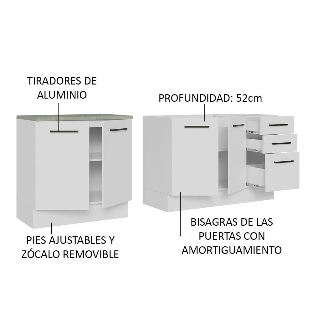 Foto 4 | Mueble de Cocina Agata Blanco con Tarja de Acero Inoxidable 200cm