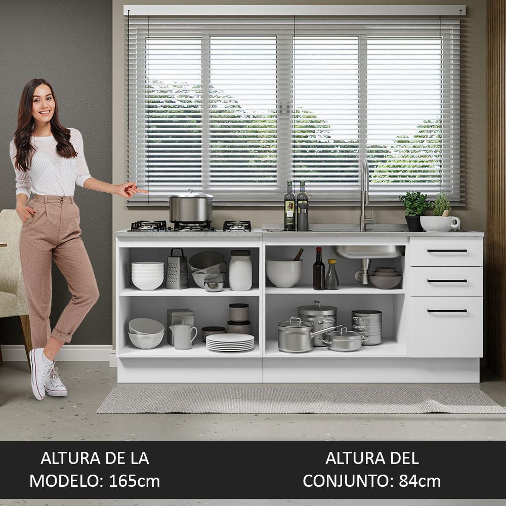 Foto 6 pulgar | Mueble de Cocina Agata Blanco con Tarja de Acero Inoxidable 200cm