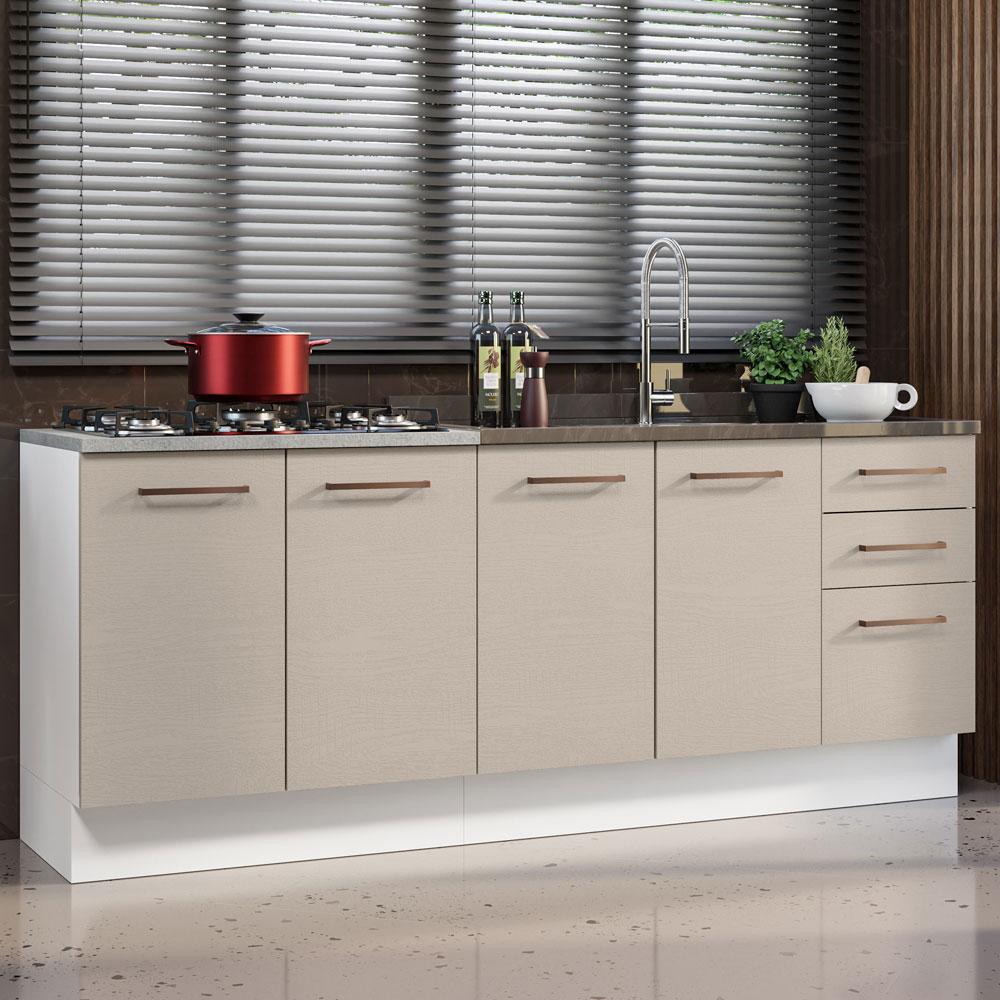 Foto 3 pulgar | Mueble de Cocina 200 cm con Tarja Ágata Blanco/Crema