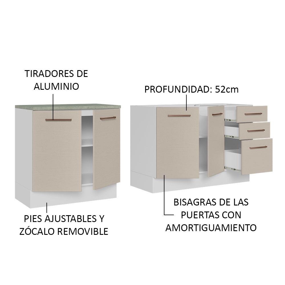 Foto 4 | Mueble de Cocina 200 cm con Tarja Ágata Blanco/Crema