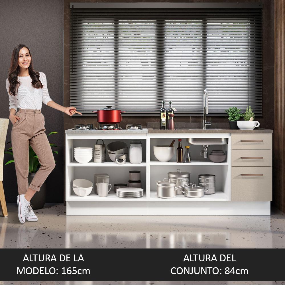 Foto 5 | Mueble de Cocina 200 cm con Tarja Ágata Blanco/Crema
