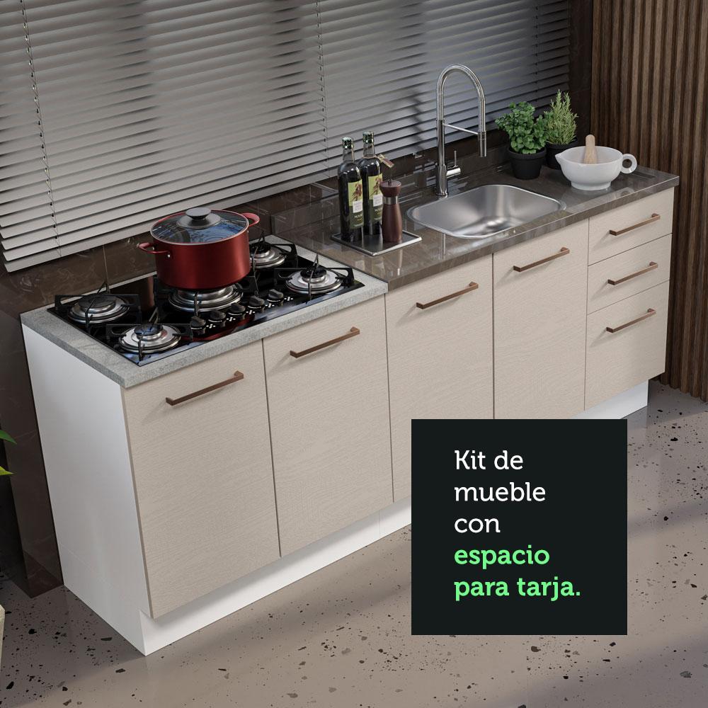 Foto 7 pulgar | Mueble de Cocina 200 cm con Tarja Ágata Blanco/Crema