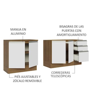 Foto 4 | Mueble De Cocina 200 cm Con Tarja Glamy Marrón/Blanco