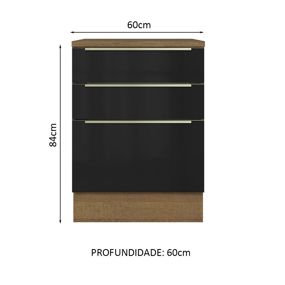 Foto 3 pulgar | Gabinete Bajo Cocina Madesa Lux Negro 60 cm