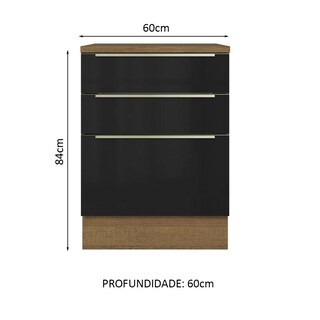 Foto 2 | Gabinete Bajo Cocina Madesa Lux Negro 60 cm
