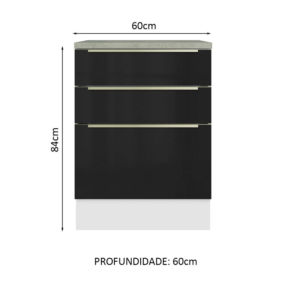 Foto 2 | Gabinete Bajo Cocina Madesa Lux 3 Cajones Con Encimera Bn