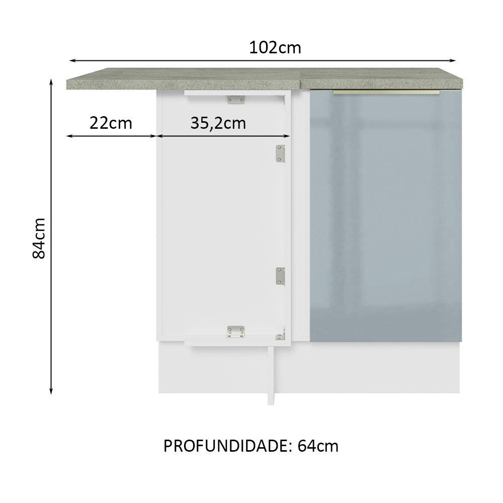 Foto 3 pulgar | Gabinete Bajo Esquina Cocina Madesa Lux 80cm Con Encimera Bg