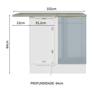 Foto 2 | Gabinete Bajo Esquina Cocina Madesa Lux 80cm Con Encimera Bg