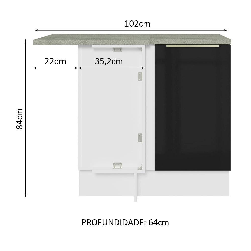 Foto 3 pulgar | Gabinete Bajo Esquina Cocina Madesa Lux 80cm Con Encimera Bn