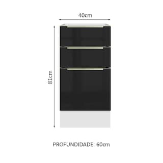 Foto 2 | Gabinete Bajo Cocina Madesa Lux 3 Cajones 40cm Y Encimera Bn