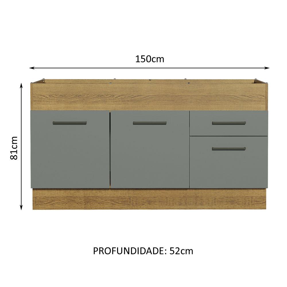 Foto 4 pulgar | Gabinete Bajo Cocina Madesa Agata 150cm Sin Tablero Mg