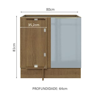 Foto 2 | Gabinete Bajo Esquina Cocina Madesa Lux 80cm Sin Encimera Mg