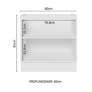Foto 3 | Gabinete Bajo Cocina Madesa Lux 80cm Sin Encimera Bg