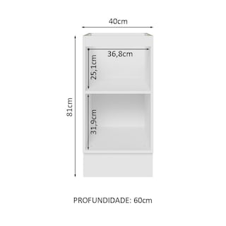 Foto 3 | Gabinete Bajo Cocina Madesa Lux 40cm Sin Encimera Bn