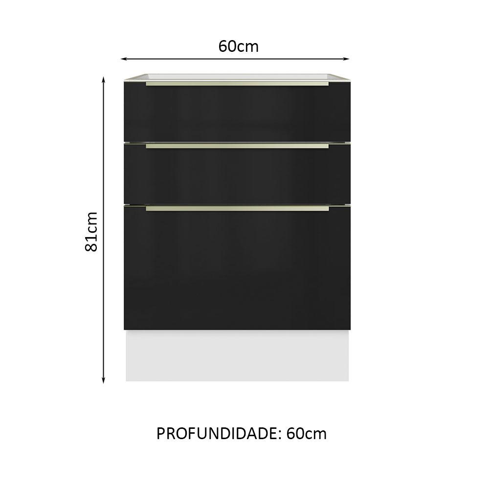 Foto 2 | Gabinete Bajo Cocina Madesa Lux 3 Cajones Sin Encimera Bn