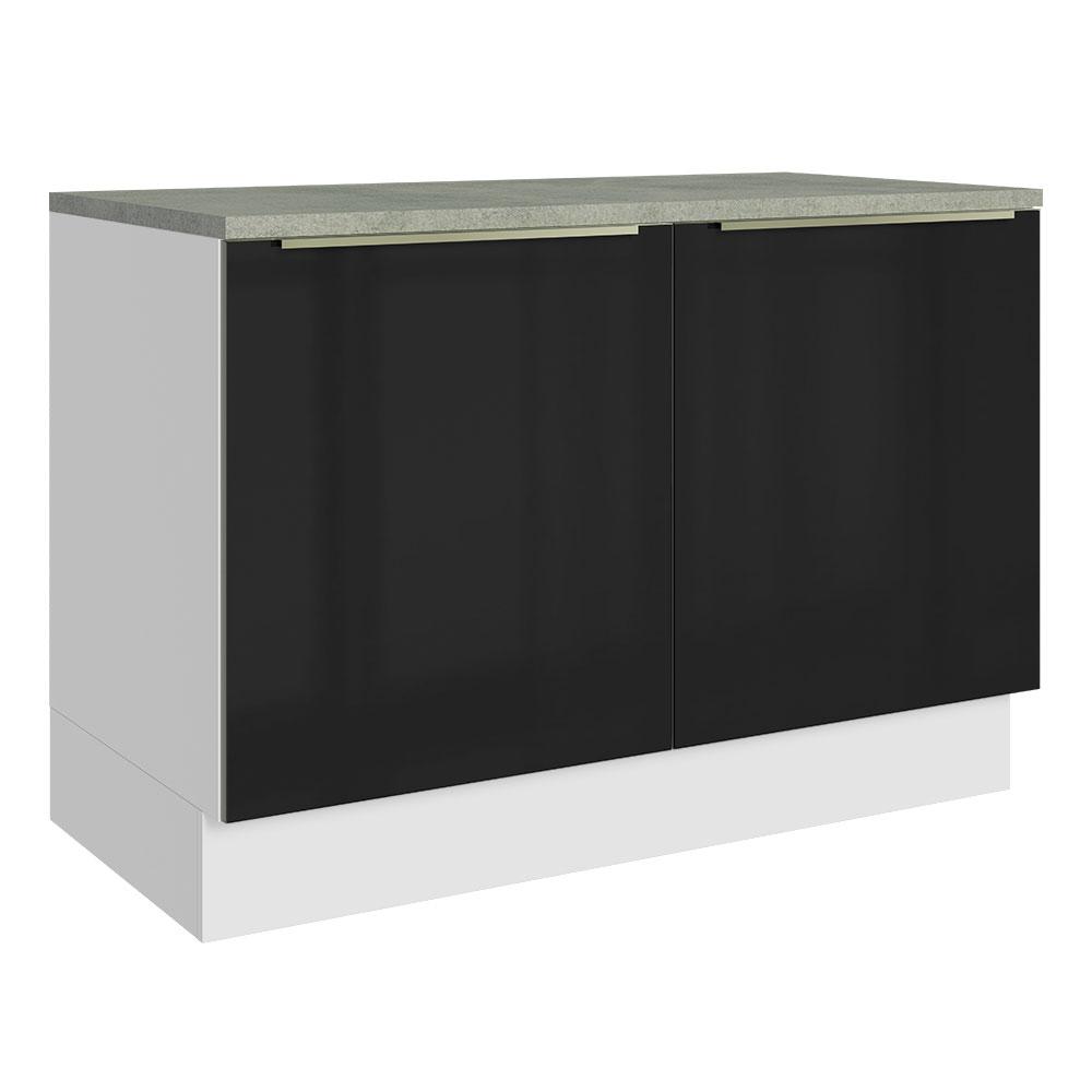 Foto 2 pulgar | Madesa Gabinete Bajo De Cocina Para Fregadero De 120 Cm 2 Puertas Lux Blanco/negro