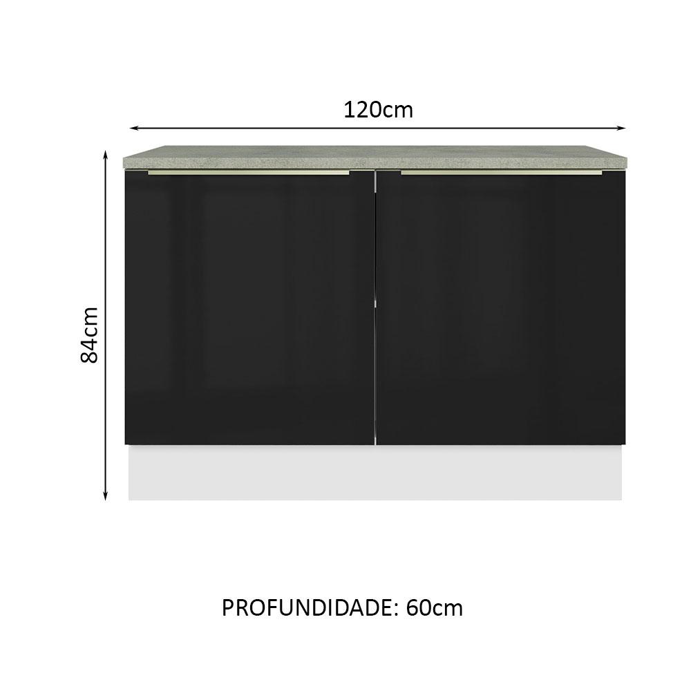 Foto 3 pulgar | Madesa Gabinete Bajo De Cocina Para Fregadero De 120 Cm 2 Puertas Lux Blanco/negro