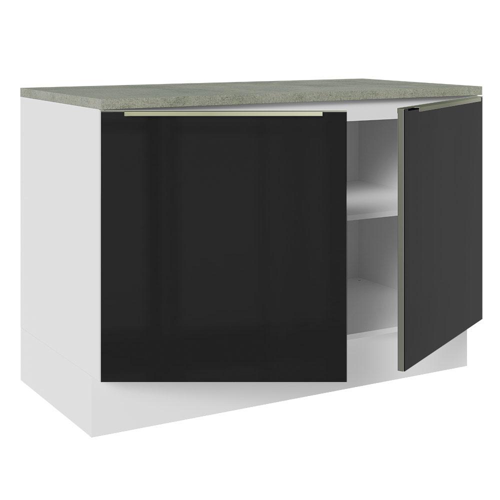 Foto 6 pulgar | Madesa Gabinete Bajo De Cocina Para Fregadero De 120 Cm 2 Puertas Lux Blanco/negro