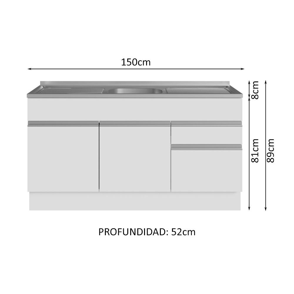 Foto 4 pulgar | Gabinete Bajo Cocina Madesa Glamy Con Tarja 150cm