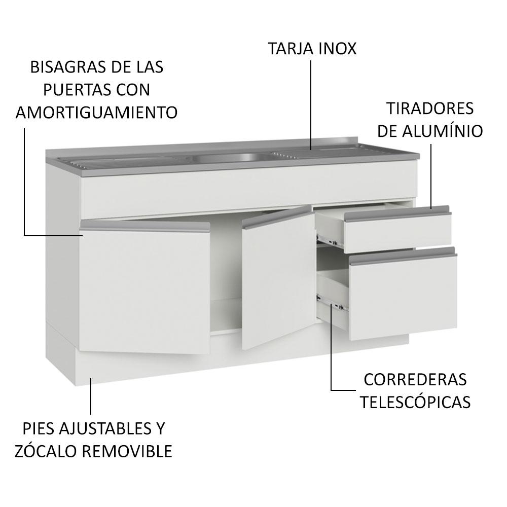 Foto 5 pulgar | Gabinete Bajo Cocina Madesa Glamy Con Tarja 150cm