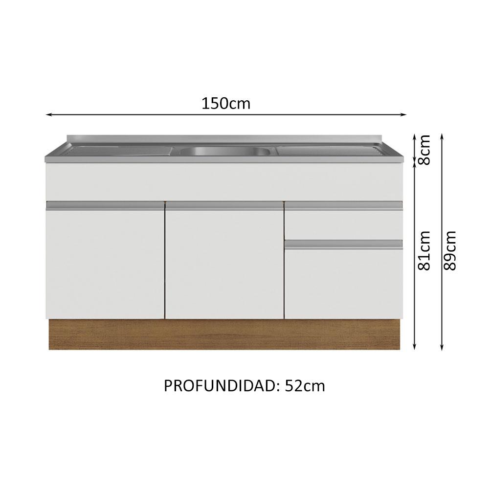 Foto 3 | Gabinete Bajo Cocina Madesa Glamy Con Tarja 150cm